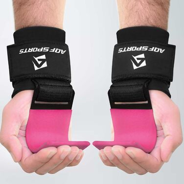 AQF Навантажувальні гачки для силових тренувань: неслизькі ручки з гумовим покриттям, 8 мм неопреновий наповнювач – гачки для важкої атлетики для чоловіків та жінок (пара), ідеальні для підйому ваги та пауерліфтингу (колір: рожевий)