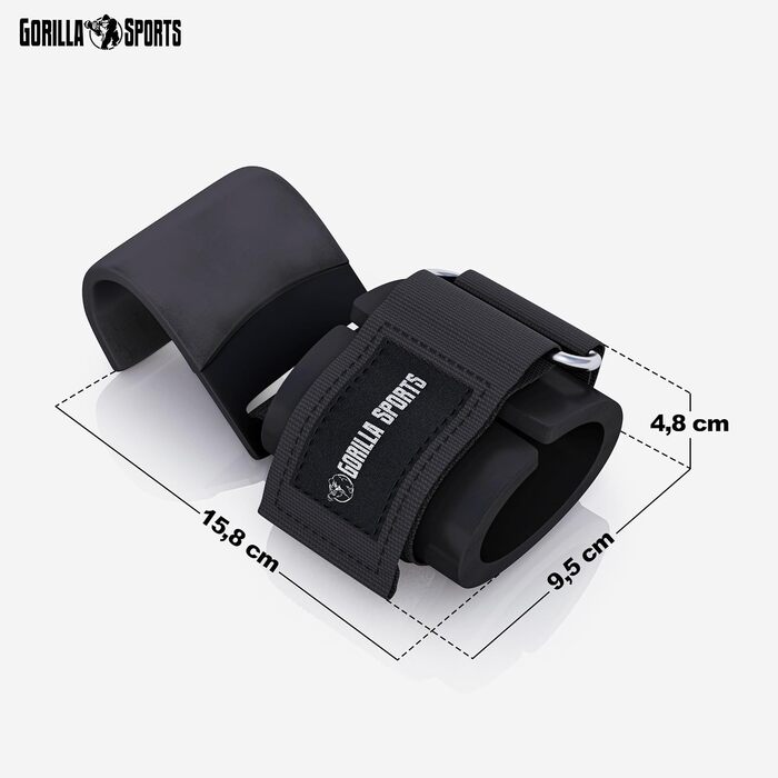 Лямки для тяги GORILLA SPORTS зі сталевим гаком, неопренові напульсники для важкоатлетики та бодібілдингу, 7 мм