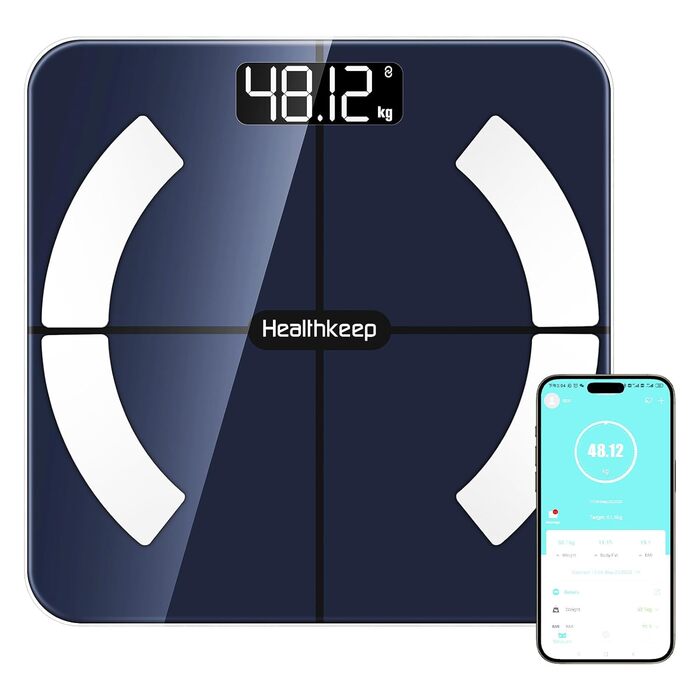 Цифрова вага для аналізу складу тіла з Bluetooth та додатком, Körperfettwaage 260 Dark Cyan Tarnish – визначення жиру, ІМТ, м'язової маси, води, білка, кісткової маси, BMR