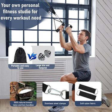 Набір фітнес-гумок 5 шт. з різними рівнями опору, з дверними фіксаторами, ручками та кігтями для щиколоток. Підходить для чоловіків та жінок, 8 кольорів. Для м'язового розвитку та пілатесу.