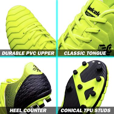 Дитячі футбольні бутси для хлопчиків та дівчаток FG/AG, професійні, для тренувань та гри на природі, унісекс (32 EU, лимонно-жовтий)