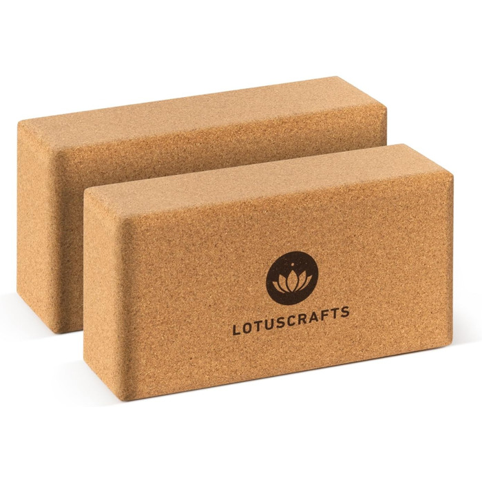 Йога-блоки з корка Lotuscrafts, набір 2 шт. або один, виготовлені в Португалії, для початківців і досвідчених, різні розміри