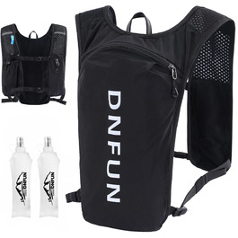 Жилет для бігу DNFUN з питною системою 1.5л + 2x500мл, регульований рюкзак для бігу та трекінгу (Чорний)