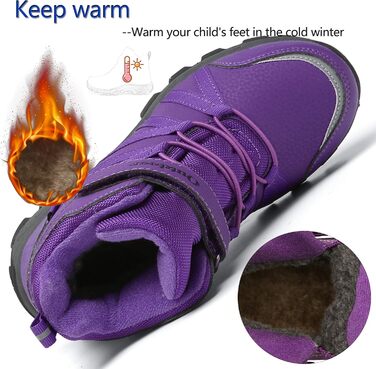 Зимові черевики для дітей: тепла водонепроникна модель для сноубордингу та трекінгу, з клямками (29 EU, фіолетовий)