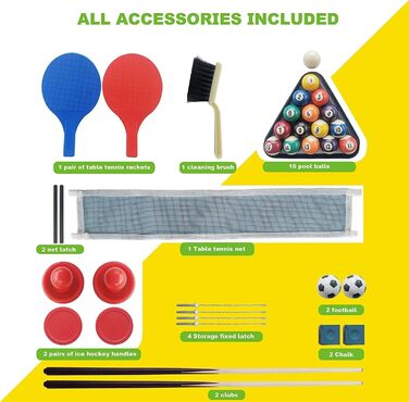 Набір багатофункціонального ігрового столу HLC 5 в 1: більярд, теніс, футбол, хокей, баскетбол. Інтерактивний набір для дітей, ідеальний подарунок на свята.