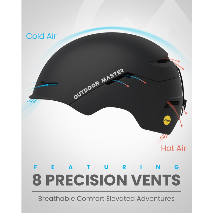 Шолом OutdoorMaster ELK MIPS з маскою для лиж та сноуборду - чорний мат, для чоловіків, жінок та підлітків