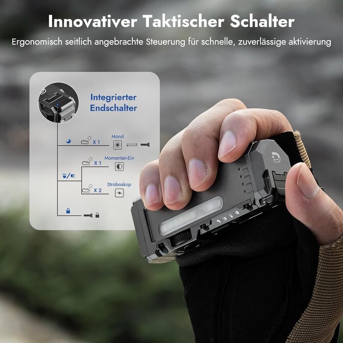 WUBEN X4 Mini LED ліхтарик з RGB підсвічуванням, 1500 люменів, IP68, тактичний, для кемпінгу та надзвичайних ситуацій, чорний