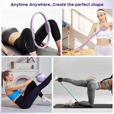 Набір для пілатесу: кільце, м'яч, еластичні стрічки та шкарпетки для фітнесу та тонізуючих вправ вдома