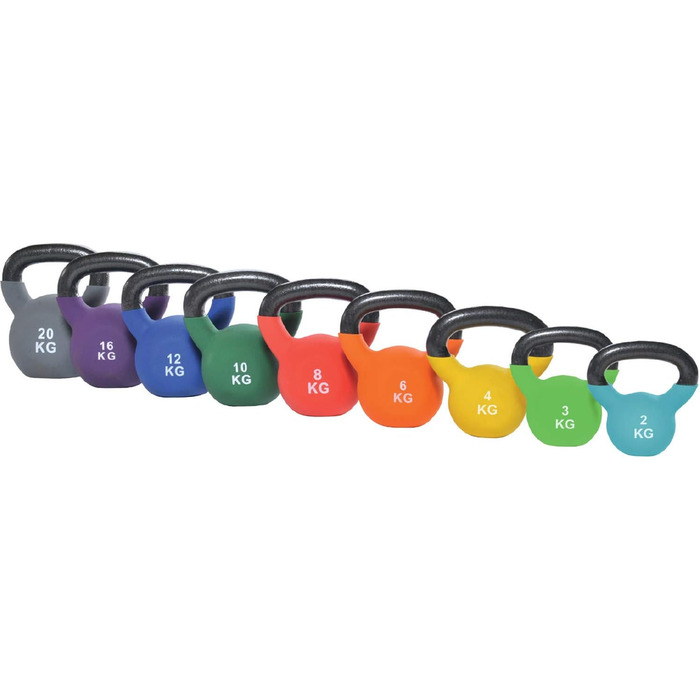 Гиря з масивного чавуну з вініловим покриттям, 2-20 кг – Kettlebell для фітнесу, тренувань та кросфіту