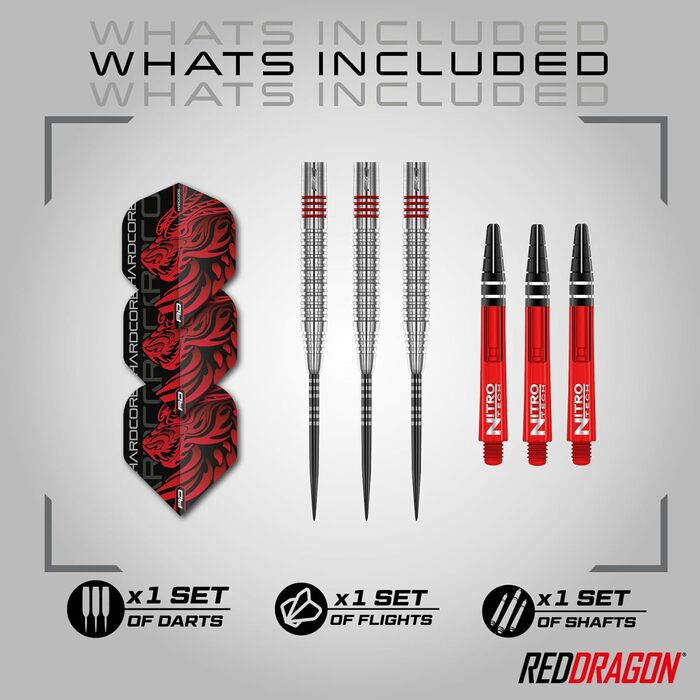 Преміум набір дротиків з вольфраму Red Dragon Jonny Clayton Original 2.0, 24 г, з оперенням і хвостовиками