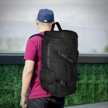 Спортивна сумка Flintronic 65L для тренувань та подорожей з відділенням для взуття та мокрих речей, функцією рюкзака та тримачем для валізи, чорна