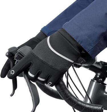 Велосипедні рукавички зимові для чоловіків та жінок, водонепроникні, сенсорні, неслизькі, вітрозахисні, для їзди на велосипеді, бігу та катання на лижах, сірі L