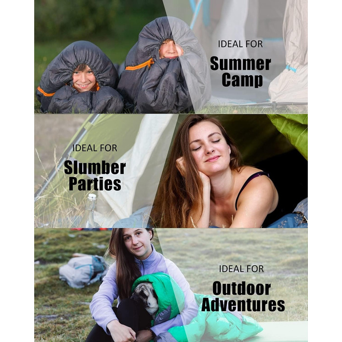 Спальний мішок для дорослих, походів, легкий, водонепроникний, для холодної погоди. Підходить для жінок, чоловіків, дівчаток та хлопчиків. Ідеальний для кемпінгу, трекінгу, відпочинку на природі, полювання. З компресійним мішком (фіолетовий)