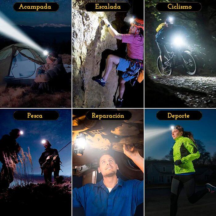 CREADY® Налобний ліхтар LED, перезаряджається через USB | Налобний ліхтар з регульованим кутом нахилу та водонепроникним корпусом | LED налобний ліхтар для піших прогулянок, велоспорту та дітей