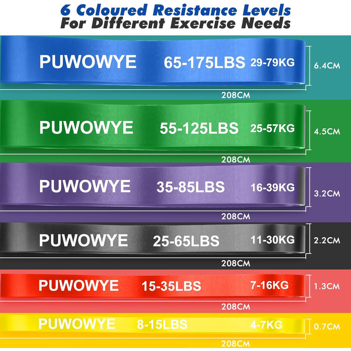 Набір еластичних стрічок для фітнесу, 3 рівні опору, з дверними фіксаторами, ручками, чохлом, сумкою та інструкцією. Підходять для фітнесу, йоги та силових тренувань. Кольори: синій, зелений, фіолетовий, чорний, червоний, жовтий.