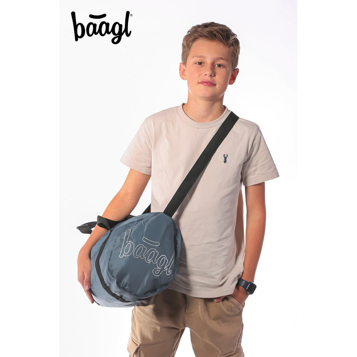 Спортивна сумка Baagl для дітей, хлопчиків та підлітків – компактна та складна, 22 л (Dust Blue)