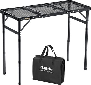 Складаний туристичний стіл Anbte 88x40 см, алюміній, 3 рівня висоти, з сіткою для зберігання, для пікніка та кемпінгу