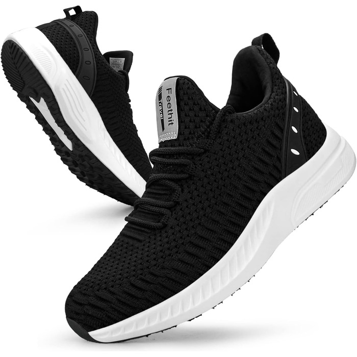 Жіночі кросівки Feethit для бігу та фітнесу. Легкі, дихаючі, з гумовою підошвою. Білі та чорні, розмір 38 EU