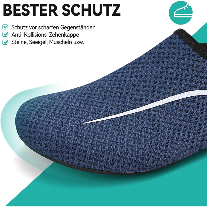 Шкарпетки для плавання та водних видів спорту: шкарпетки для басейну, пляжу, йоги. Легкі, швидковисихаючі, з антиковзаючою підошвою. Розміри 35-47 EU, колір блакитний. A787