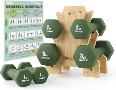 Набір гантелей Kurzhantel-Set з підставкою для дому та фітнес-залу, 30 кг | Küstenbrise (12 кг, смарагдовий)