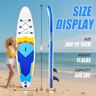 SUP дошка SUDOO надувна 300x76x15 см, 6