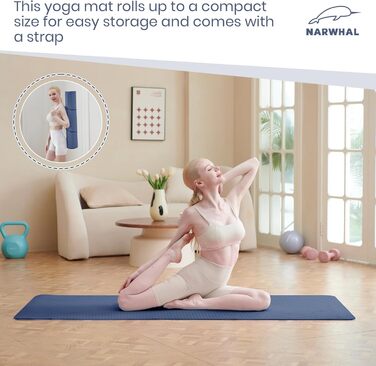 Килимок для йоги Narwhal XXL TPE, 190x80x0.6 см, антиковзаючий, зелено-чорний