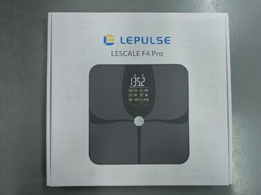 Розумна вага Lepulse F4 Pro з аналізом складу тіла, вимірюванням жиру та м'язової маси, 15 показників, велике дисплей, підключення до додатку, акумуляторна, чорна