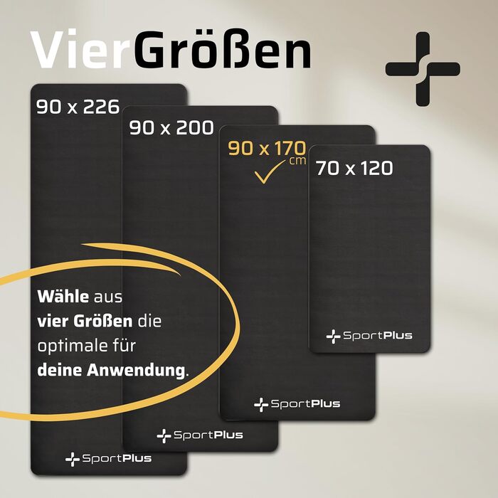 Захисна килимок для спортивних залів SportPlus - антиковзаюча підкладка для тренажерів (велотренажер, біговий тренажер, тренажер для греблі) - безпечна для здоров'я, підходить для йоги та гімнастики, розмір 170x90 см