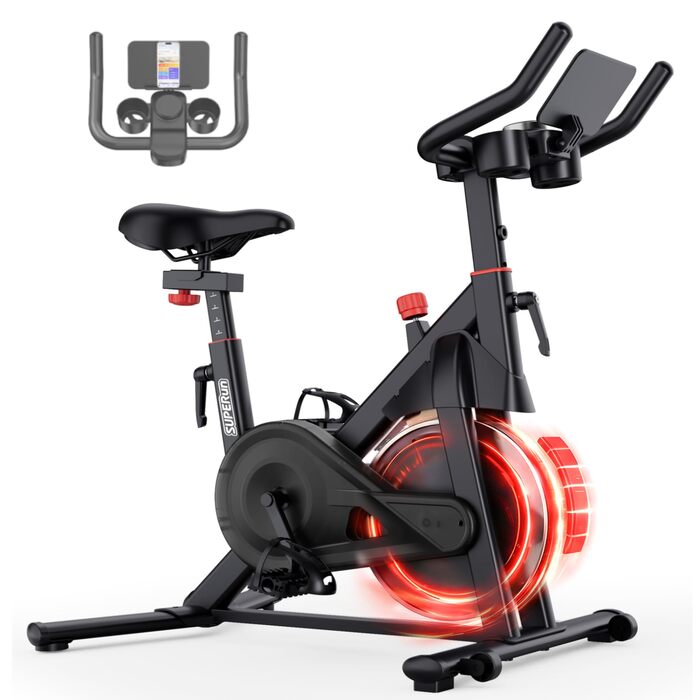Велотренажер спінінг Heimtrainer Fahrrad з додатком, 15 кг маховика, чорно-червоний