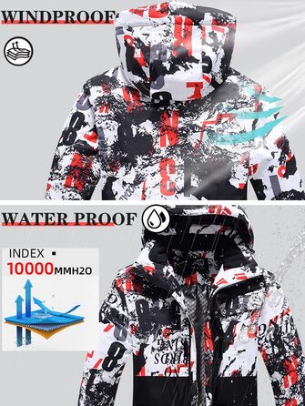 RIUIYELE Комплект чоловічий: куртка та штани для катання на лижах, тепла зимова куртка з підігрівом, качулка, для сноуборду та гірськолижного спорту, Orange/Abendrot, розмір L