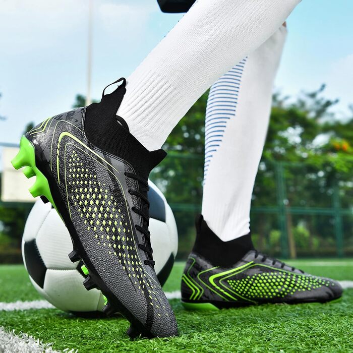 Черевики для футболу чоловічі, дитячі, для штучного газону, з шипами, футбольні черевики (чорні, 36 EU)