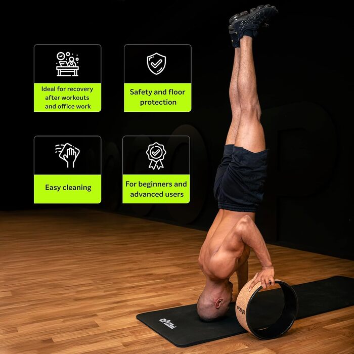 Колесо для йоги Fizyo Yoga Wheel – для розтяжки спини та полегшення болю – стабільне, неслизьке, 32 см (коричневе, натуральний корк)