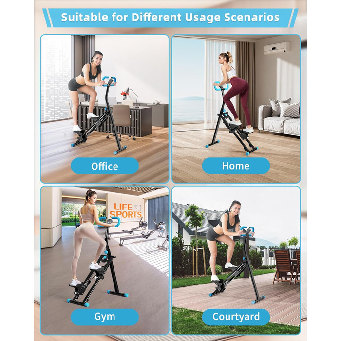 Вертикальний тренажер для кардіо, сходиця для дому, вертикальний альпініст з LCD-дисплеєм, 3 рівні складності, блакитний