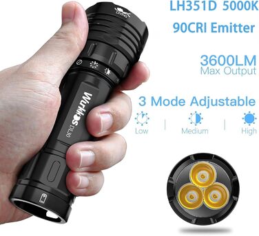 Ліхтар під водою Wurkkos DL30 3600 Lumen, IPX8, 3x LH351D LED, 5000K, з зарядним пристроєм
