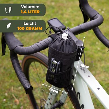 Сумка для керма Rovativ Bikepacking Snack-Pack 1,4 л з додатковою кишенею для їжі, для гравійного, шосейного велосипеда та MTB