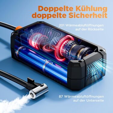 Електричний надувний насос 150 PSI: для авто, велосипеда, мотоцикла, м'ячів. Портативний компресор з манометром, акумуляторний, чорний