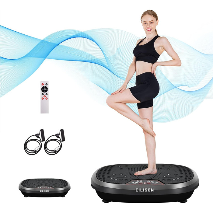 Вібраційна платформа EILISON FitMax 3D XL для тренувань всього тіла з петлями – лімфодренажний тренажер для схуднення, фітнесу та відновлення