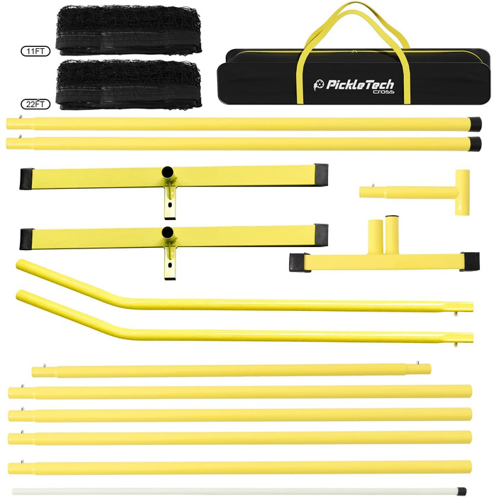 PickleTech 6.0: Портативне мережеве обладнання для піклболу 6.0 м, 2-в-1, для гри на відкритому повітрі, сумісне з USAPA, з сумкою (жовтий)