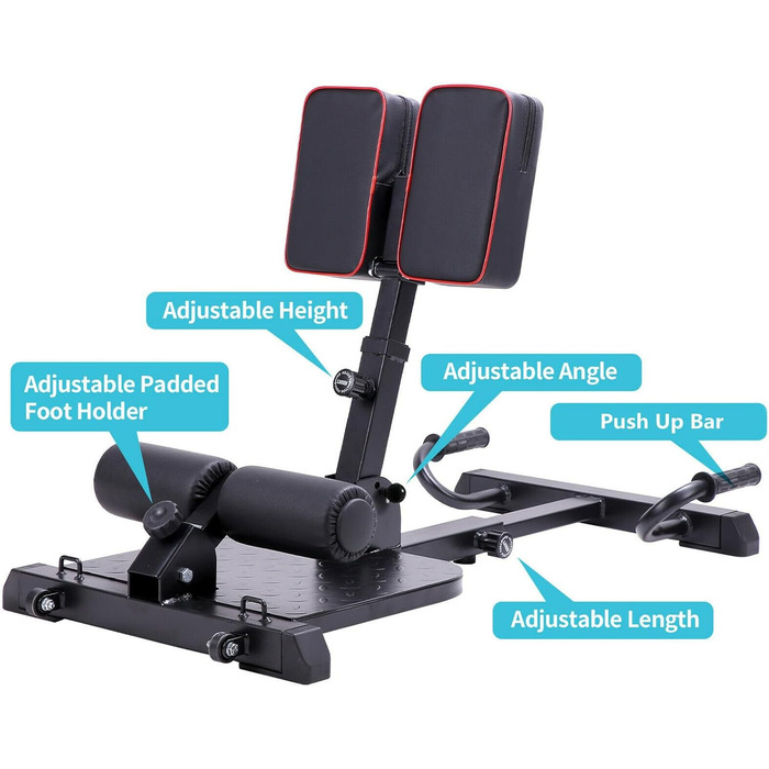 Мультифункціональна фітнес-лава Leikefitness Deluxe 8400 для дому, глибока Sissy-присідання, чорна