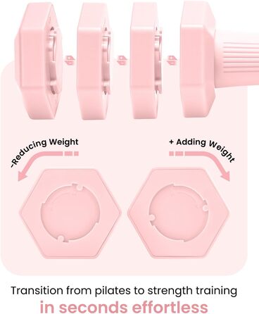 Набір гантелей Fragraim регульовані, 4.54 кг, 4-в-1, для жінок та чоловіків, з м'якими TPR-ручками, для дому, рожевий