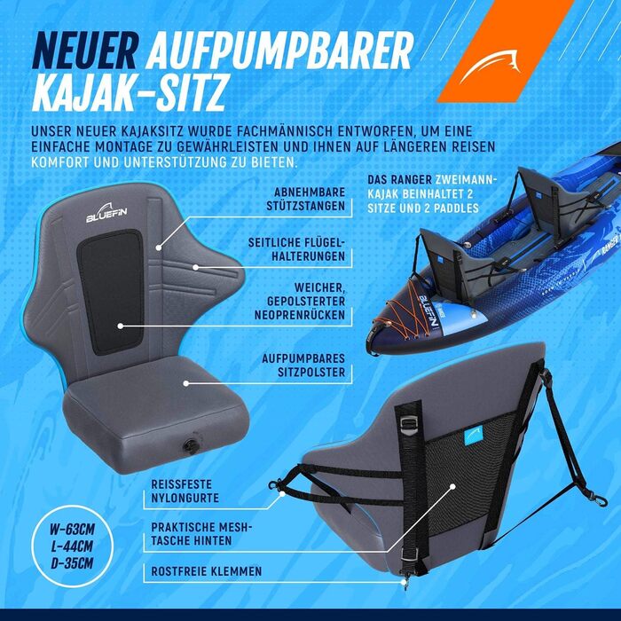 Надувне каяк Bluefin Scout та Ranger – альтернатива надувному каное, 1-місний і 2-місний, для активного відпочинку