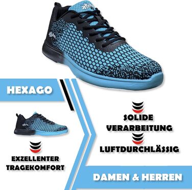 Жіноче/Чоловіче/Юнацьке взуття для боулінгу Aloha HexaGo – для правші та лівші, розмір 39 EU, блакитно-чорне