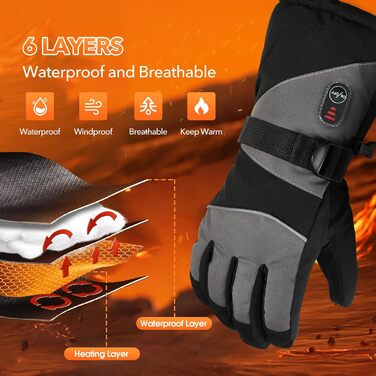 Гріючі рукавички для чоловіків та жінок, акумуляторні, 5V 5000mAh, 3 режими нагріву, для мотоцикла, велосипеда, походів, катання на лижах