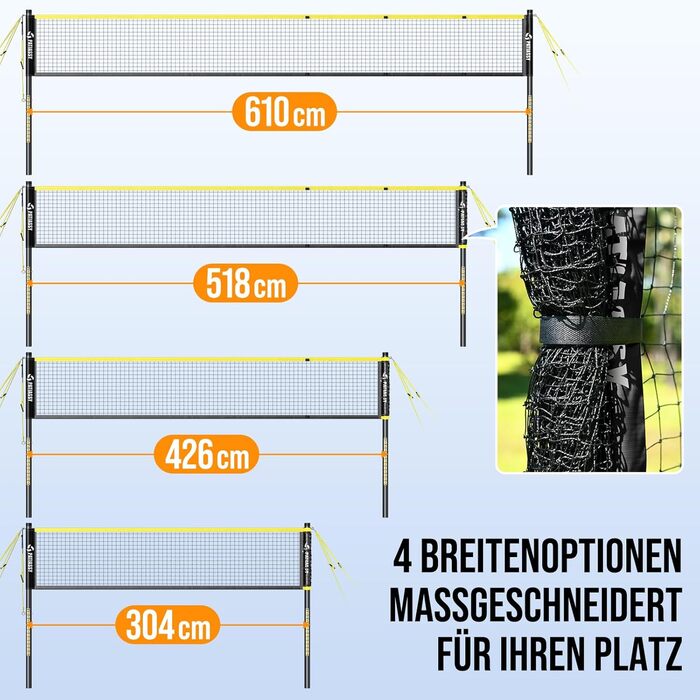 Мобільний волейбольний сет для бадмінтону, регульований, 4 ширини, з сумкою, для залу та вулиці