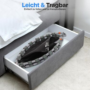 Трамплін SereneLife для дому, діаметр 102 см – складний ребаундер з регульованою висотою та пружинним ефектом, до 150 кг, для кардіотренувань та спорту, небесно-блакитний