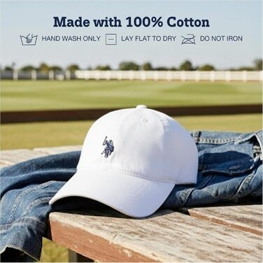 Чоловіча бейсболка U.S. Polo Assn. з логотипом Pony, 100% бавовна, регульована, біла (One Size)