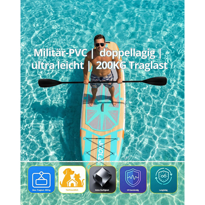 SUP дошка для плавання стоячи Premium Allround, 320x81x15 см, до 200 кг, з сидінням, для 2 осіб, з тримачем для камери