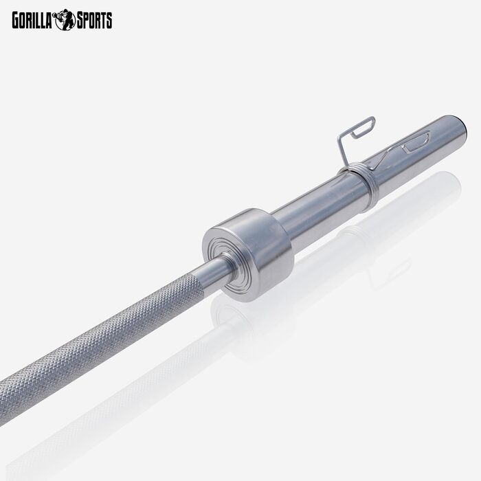 Олімпійський гриф GORILLA SPORTS 220 см, 50 мм, до 450 кг, з хромованим покриттям і замками, гриф для штанги