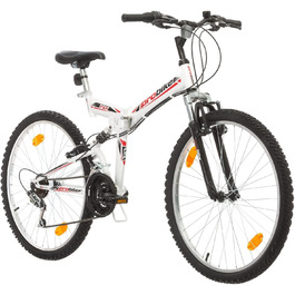 Складаний велосипед Probike Multibrand 26 дюймів, 18 швидкостей, повна амортизація, для чоловіків, жінок та підлітків, чорний з червоним, зріст 160-180 см