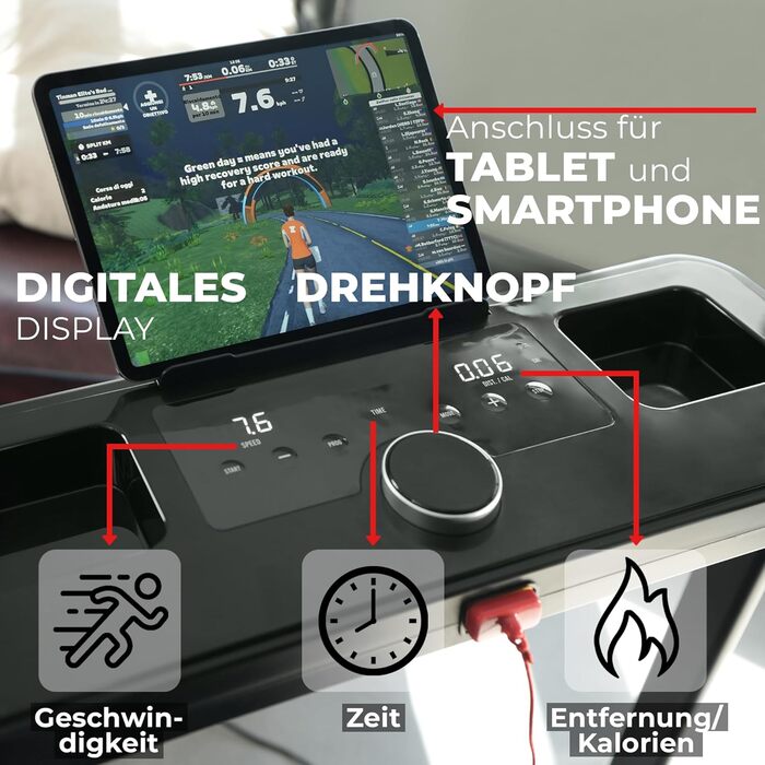 Електричний біговий тренажер YM, складаний, 12 км/год, з Bluetooth, Kinomap, BitGym, Zwift, гарантія та підтримка від виробника, Італія